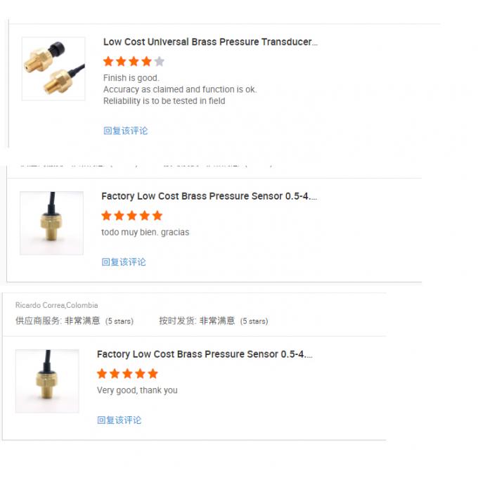 0,5 - 4,5 V Wyjście mosiężnego czujnika ciśnienia G1/4 do ciekłego oleju gazowego 11